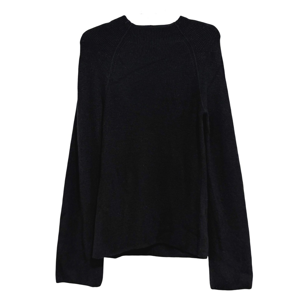 Banana Republic Black 100% Merino Wool Ribbed Keyhole Back Sweater Medium